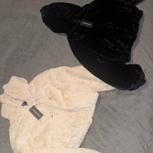 Black and Cream Faux Fur Jackets